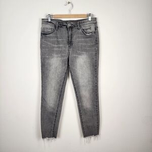 Vervet Haylie Distressed‎ Frayed Ankle Gray Jeans Women's Size 30